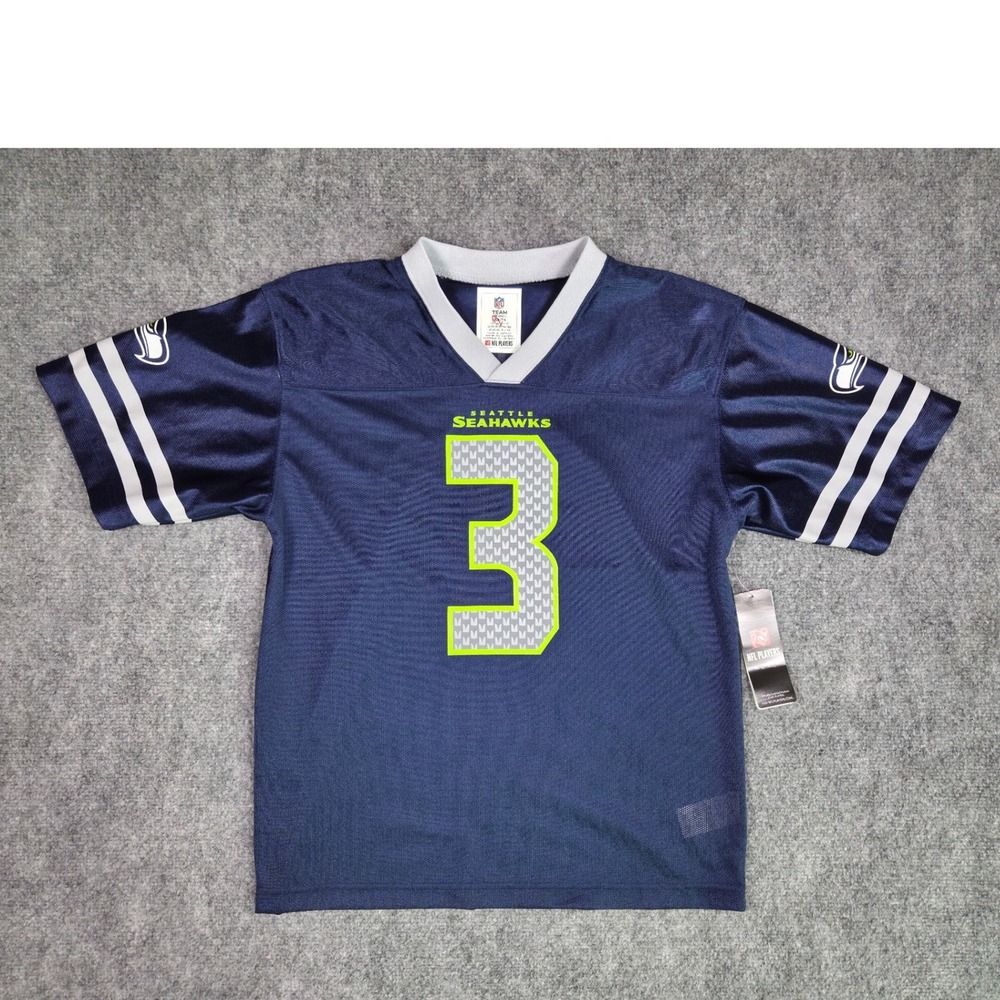 NFL Seattle Seahawks Jersey Youth Large Russell Wilson #3 Navy Blue Team Apparel